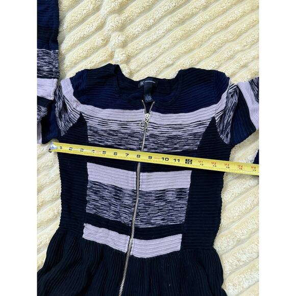 Women’s Inc International Zip Sweater Striped peplum Long Navy Black medium - Picture 6 of 7